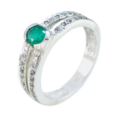 Micaela Modern Green Gemstone Ring with Silver Band